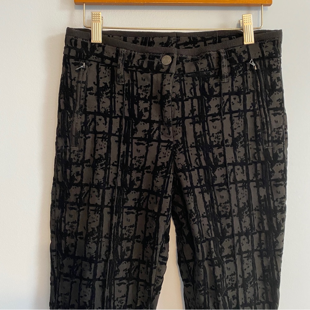 Cambio Black Patterned Velvet Dress Pants